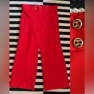 70s polyester sailor pants, wide leg vintage flares- 35 short-regular